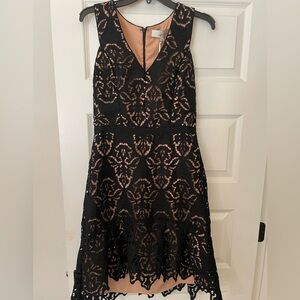 Adelyn Rae Black and Tan Backless Dress